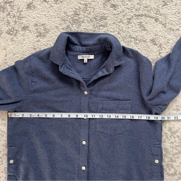 Madewell Button Down Flannel Side Button Oversized Ex-Boyfriend Shirt Blue XXS - Picture 9 of 10